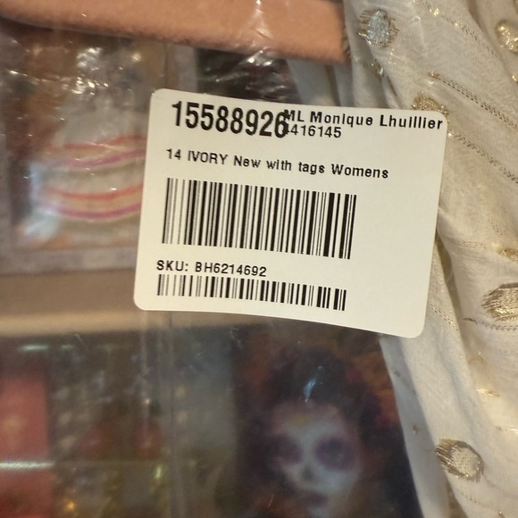 Monique Lhuillier Cream & Gold Dress | Size 14 | GUC - Picture 6 of 10